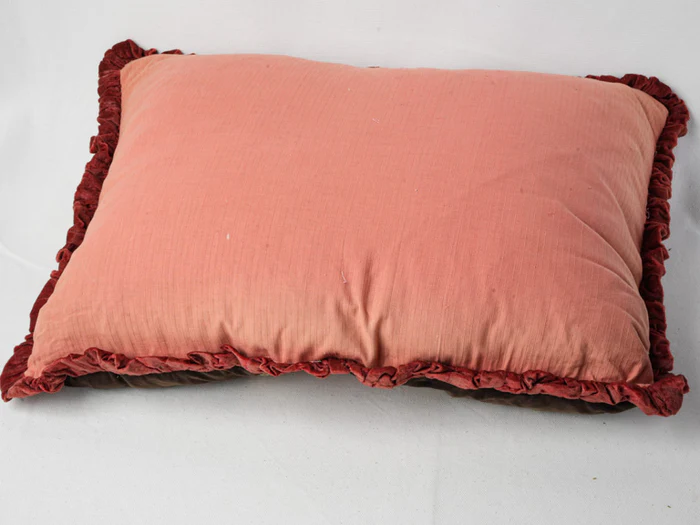 19th-Century Napoleon III French Embroidered Silk Velvet Cushion - 24¾" x 17¼" - Image 3