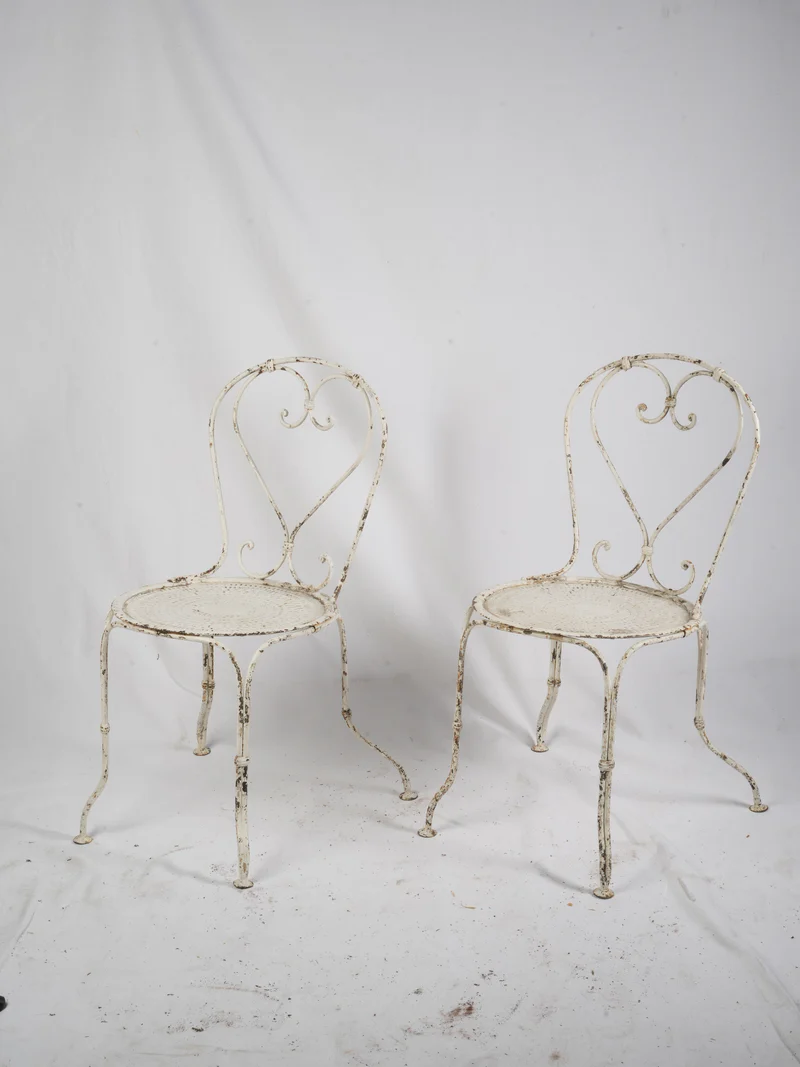 Set of Four Early 20th Century French Wrought Iron Garden Chairs - 32" - Image 5