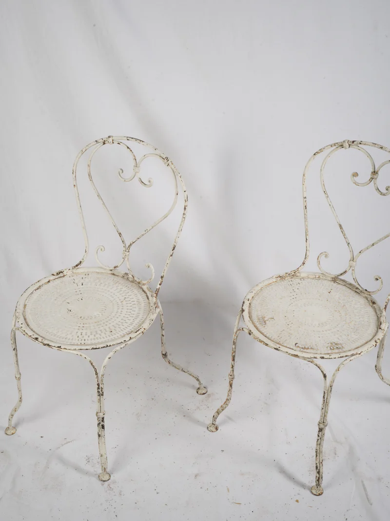 Set of Four Early 20th Century French Wrought Iron Garden Chairs - 32" - Image 4